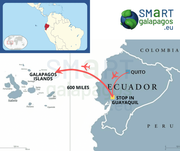 How far from Ecuador is Galapagos (map)